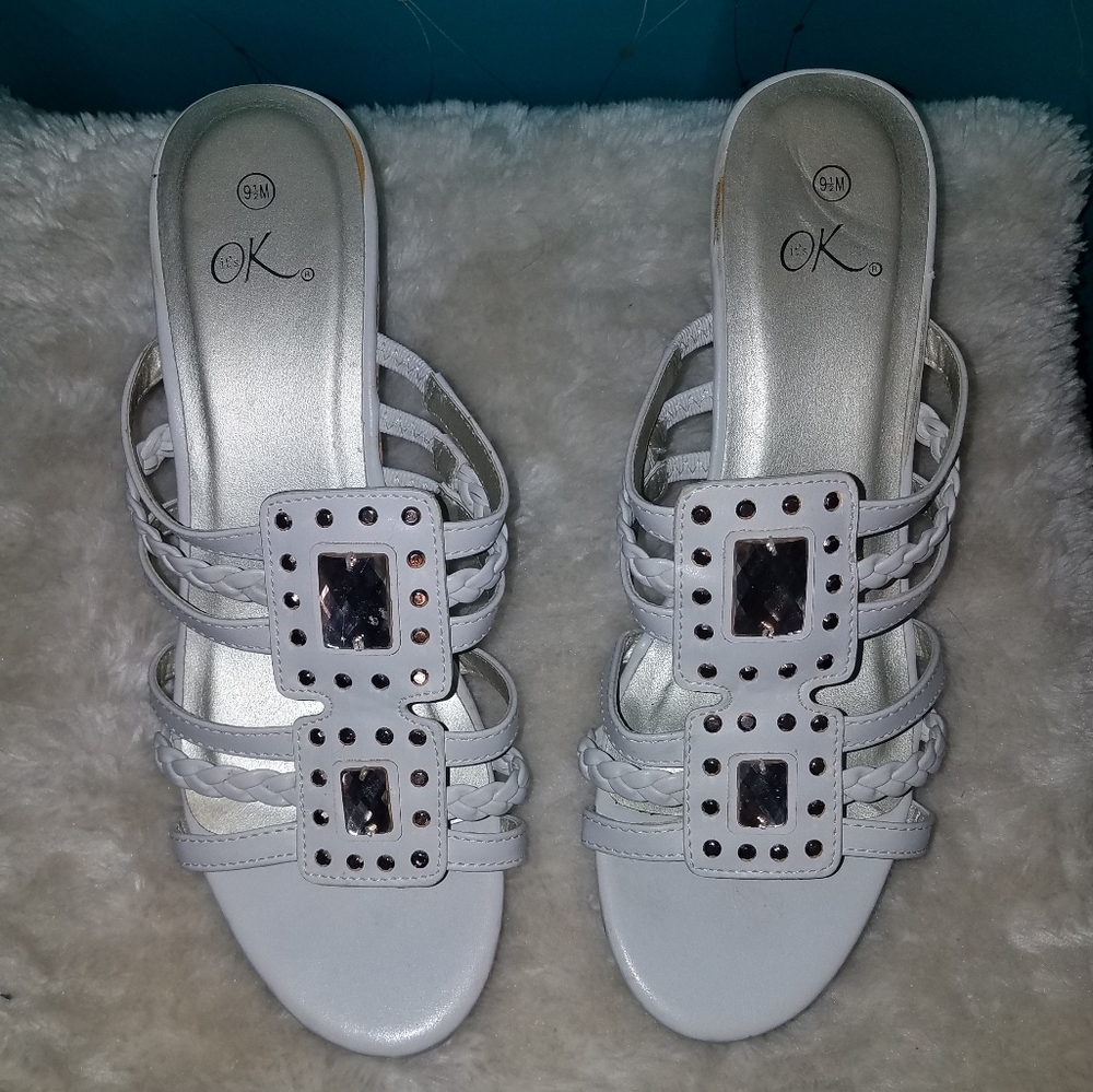 It's OK White Strappy Wedge